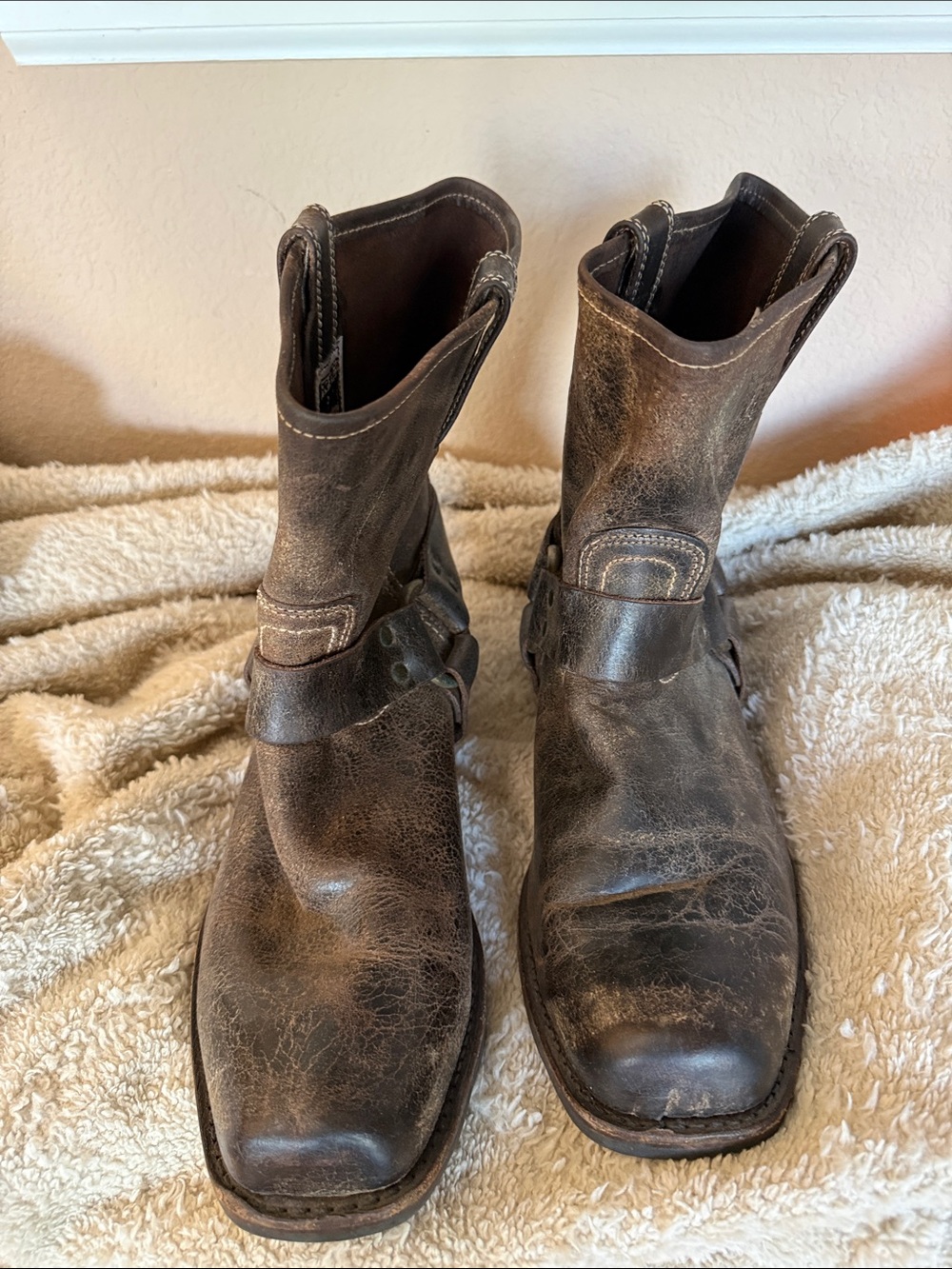 Vintage FRYE Harness Boots Men’s 12 | Made in USA | Brown Leather | Unworn